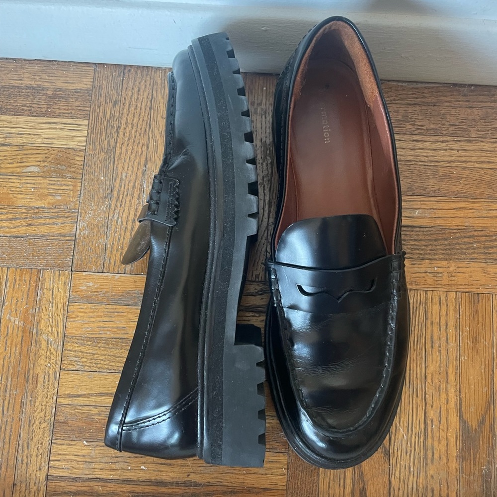 Reformation black box leather AGATHEA loafer - worn a handful of times